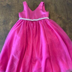 Azazie Firefly Flower Girl Dress - fuchsia with pearls and bow - Girls size 6